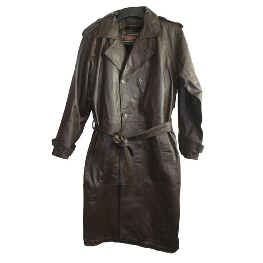 Men Leather Trench Coat Genuine Brown