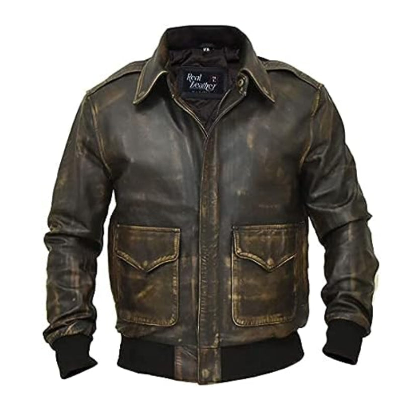 Men's A2 Aviator Leather Jacket | Retro Style Flight Jacket