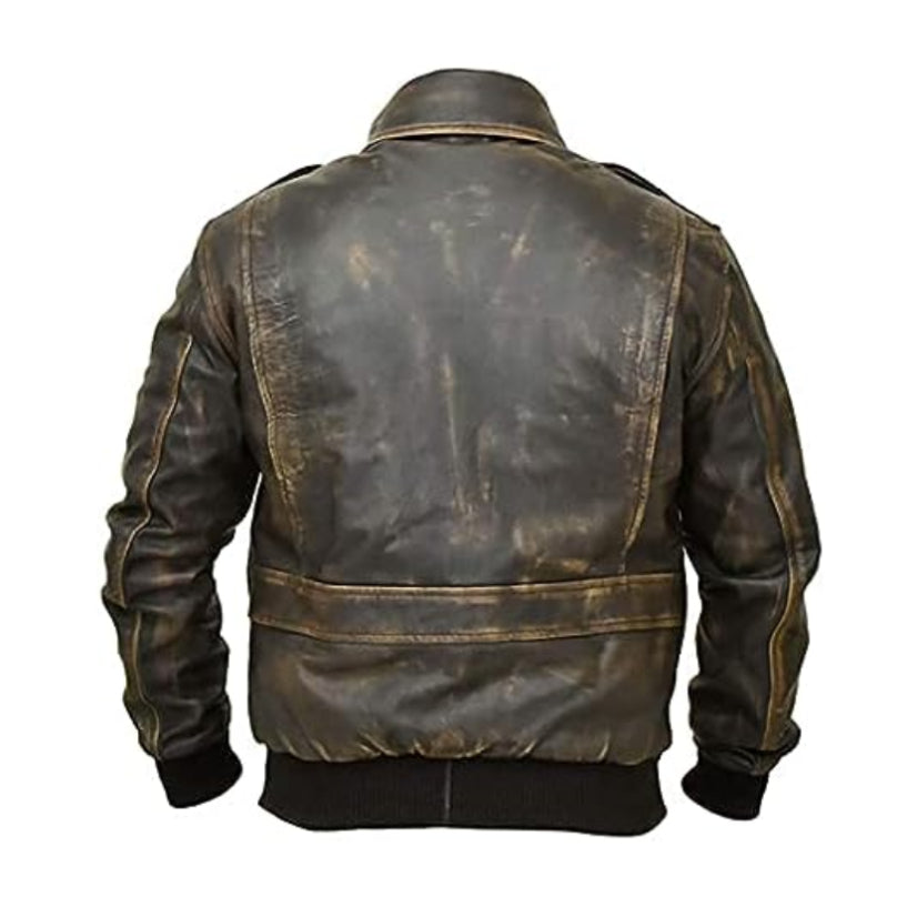 Men's A2 Aviator Leather Jacket | Retro Style Flight Jacket