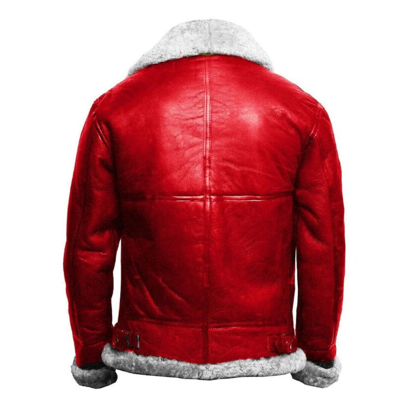 Men's B3 Bomber Shearling Red Leather Jacket