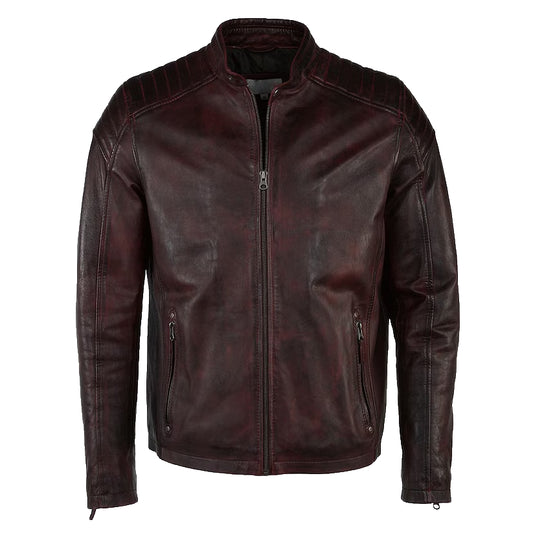 Men's Biker Distressed Leather Jacket | Made to Order