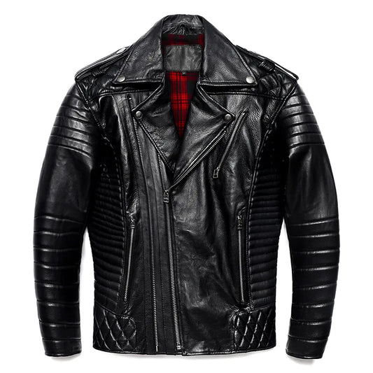 Men's Biker Leather Faux Jacket Black