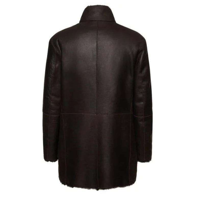 Men's Black Reversible Shearling Coat