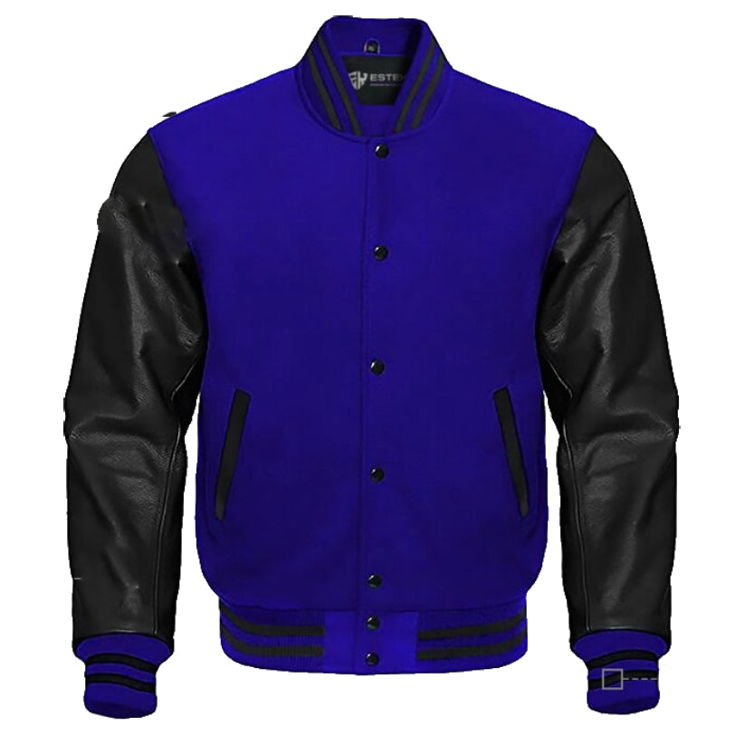 Men's Blue Baseball Leather Jacket