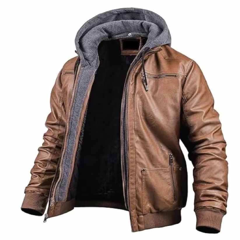 Men's Brown Bomber Lambskin Leather Jacket