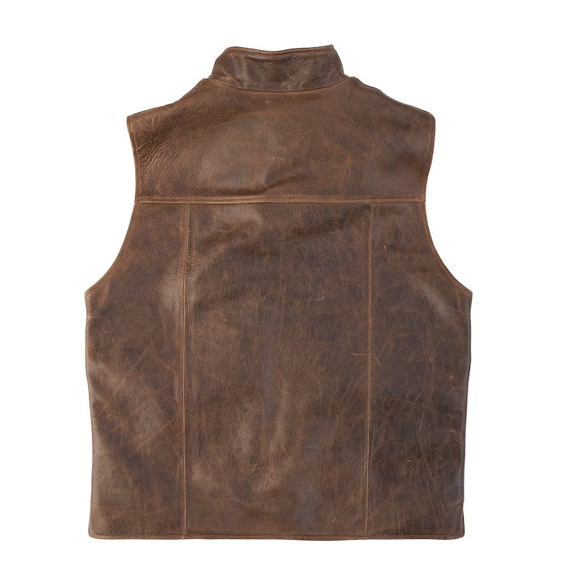 Men's Brown Leather Biker Vest
