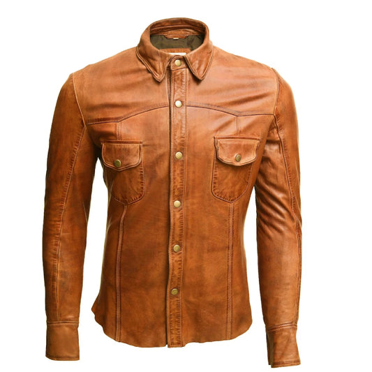 Men's Brown Pure Soft Biker Shirt