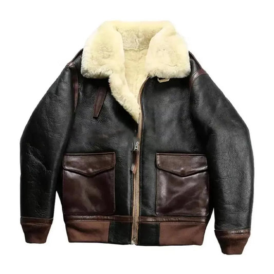 Men's Brown Shearling Bomber Jacket