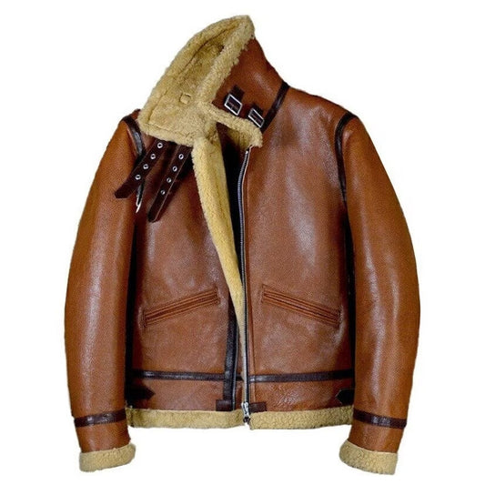 Men's Brown Shearling Bomber Leather Jacket
