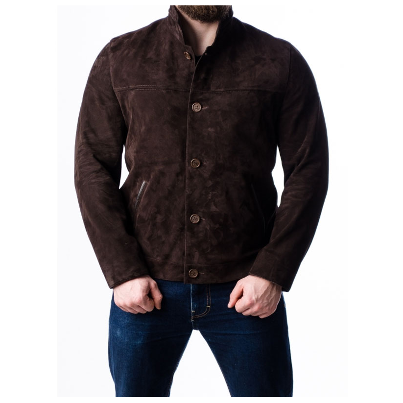 Men’s Dark Brown Suede Leather Jacket