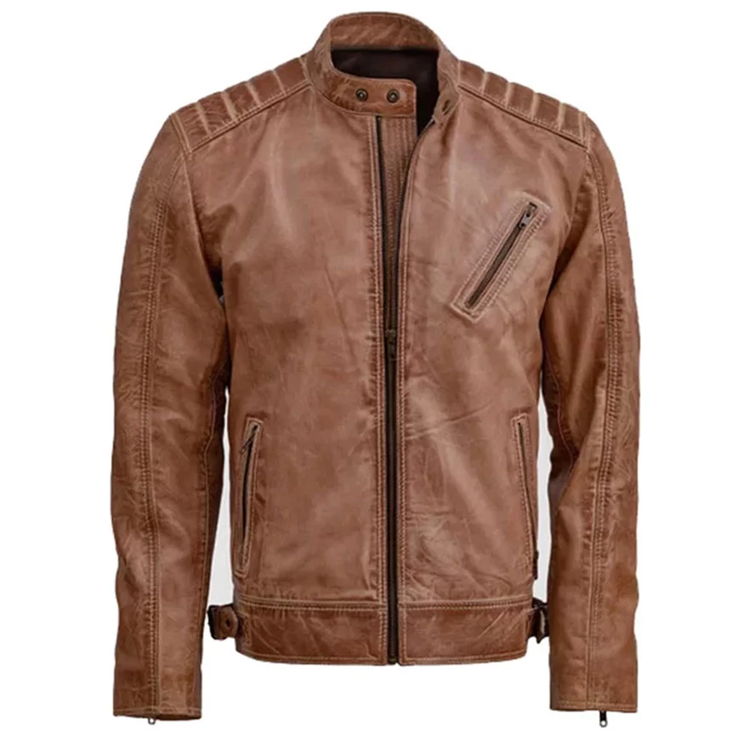 Men’s Distressed Brown Leather Jacket