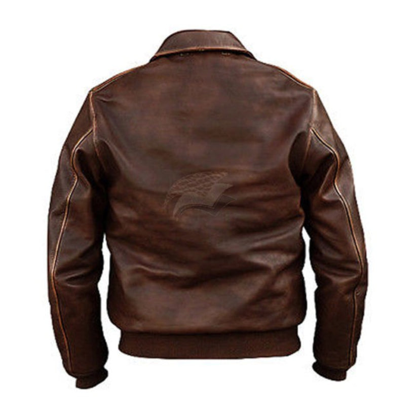 Men’s Distressed Brown Vintage Aviator Leather Jacket