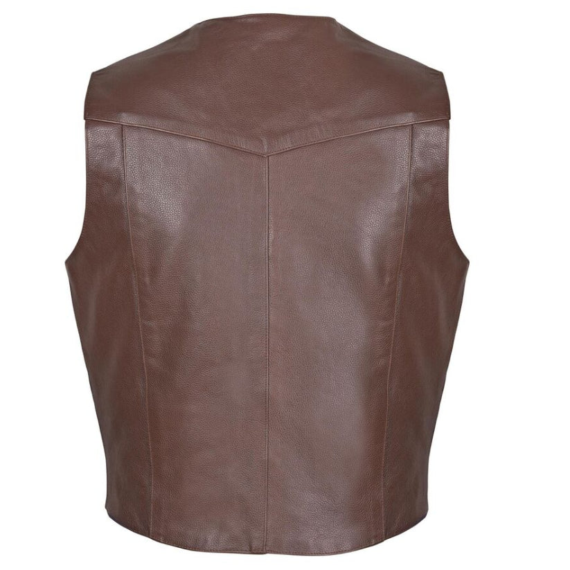 Men’s Fashion Brown Leather Biker Vest