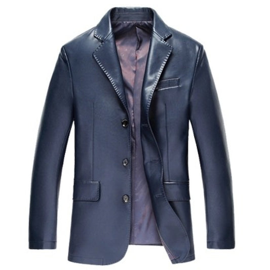 Men's Fashion Formal Leather Blazer Coat