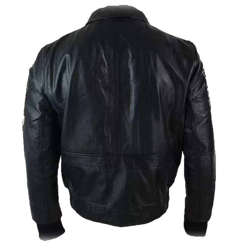 Men's Flight Black Bomber Leather Jacket