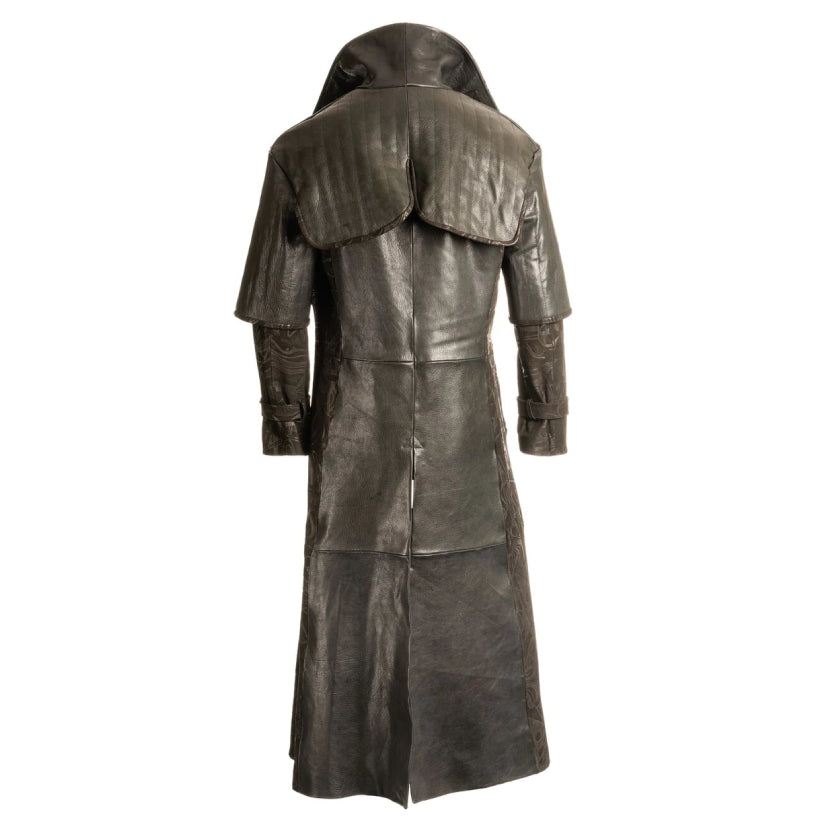 Men's Full Length Embossed Leather Duster Coat