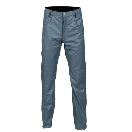 Men's Genuine Leather Pant Jeans Style 5 Pockets Motorbike Gray Pants