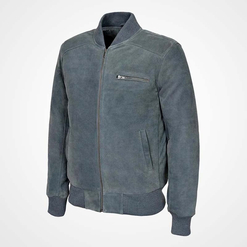 Men’s Gray Suede Flight Bomber Jacket