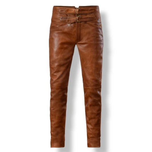 Men's Handmade Brown Leather Pants