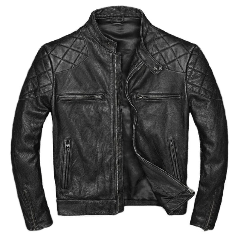 Men's Handmade Motorcycle Classic Black Slim Fit Biker Leather Jacket