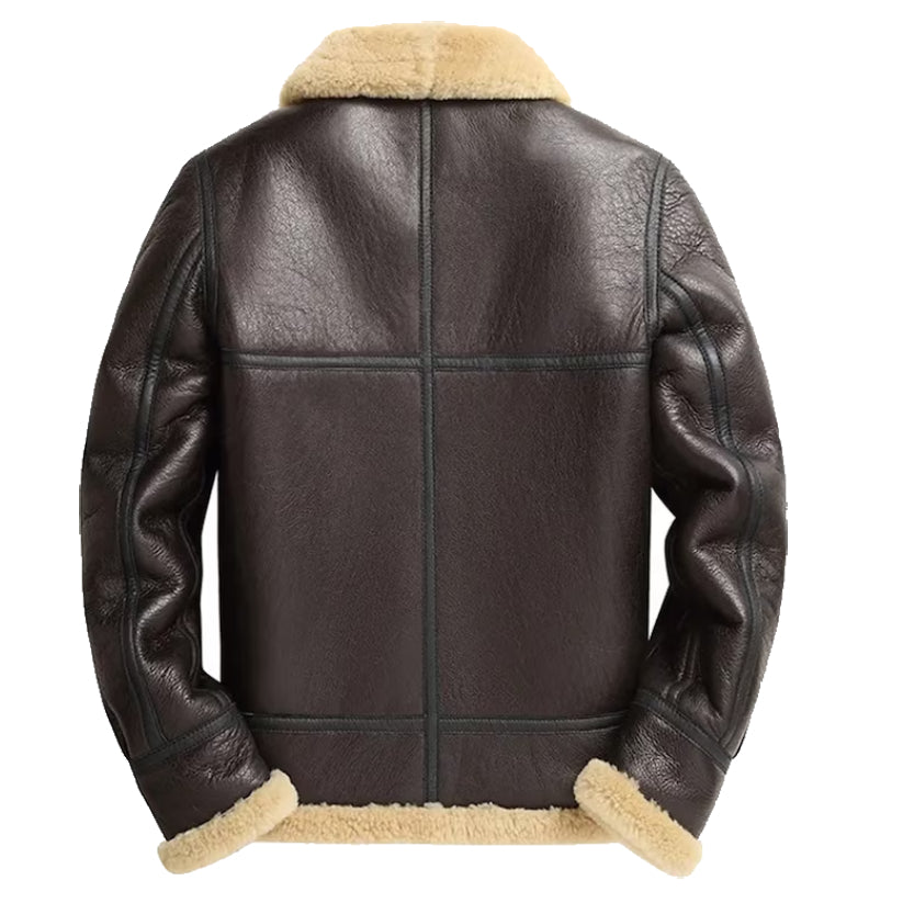 Men High Quality Sheepskin Leather shearling fur collar Leather jacket