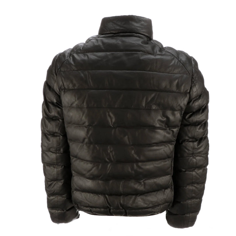 Men's Leather Puffer Jacket