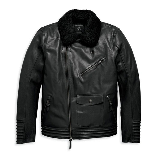 Men’s Maverick Leather Biker Jacket – Black