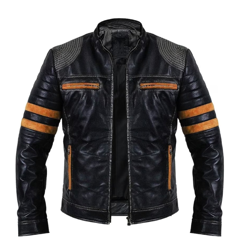 Men's Motorcycle High-Quality Black Leather Jacket