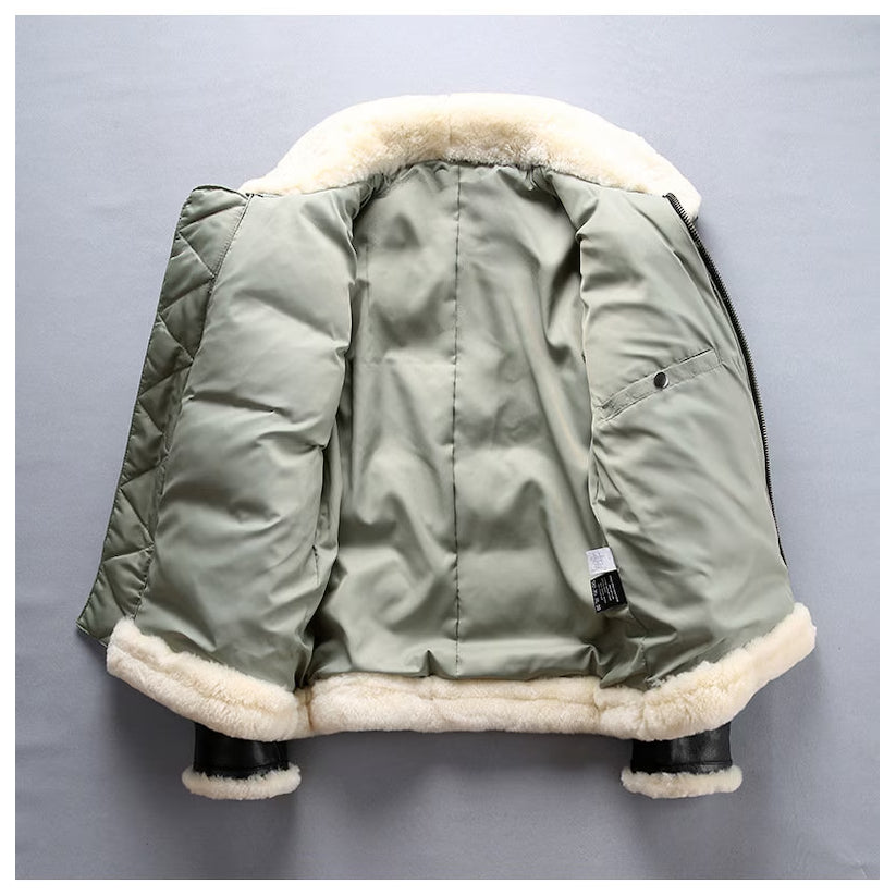 Men's Puffer Bomber Soft Sheepskin Leather Jacket
