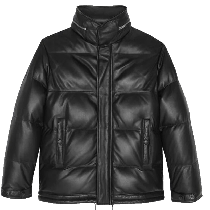 Men’s Puffer Lambskin Leather Jacket