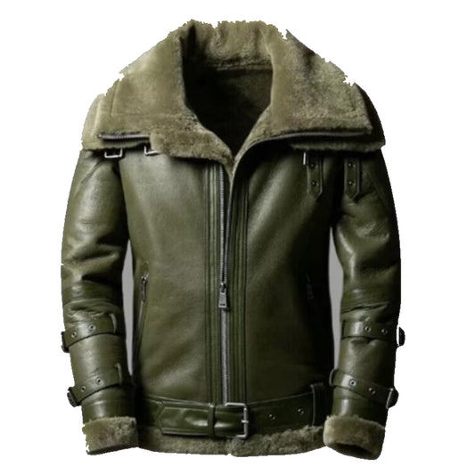 Men's RAF Sheepskin Green Leather Jacket