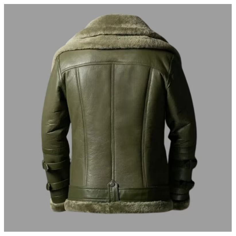 Men's RAF Sheepskin Green Leather Jacket