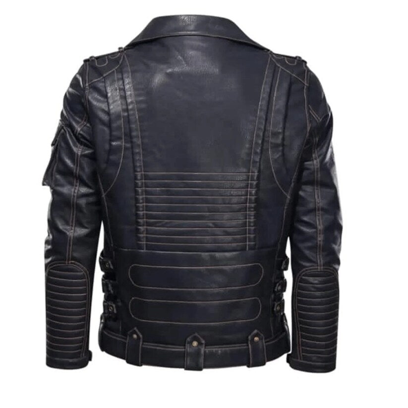Men's Real Cowhide Premium Motorcycle Biker Leather Jacket