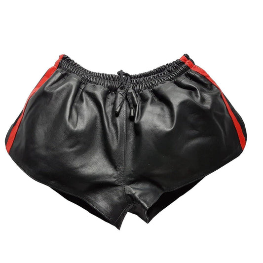 Men's Real Leather Shorts - Black