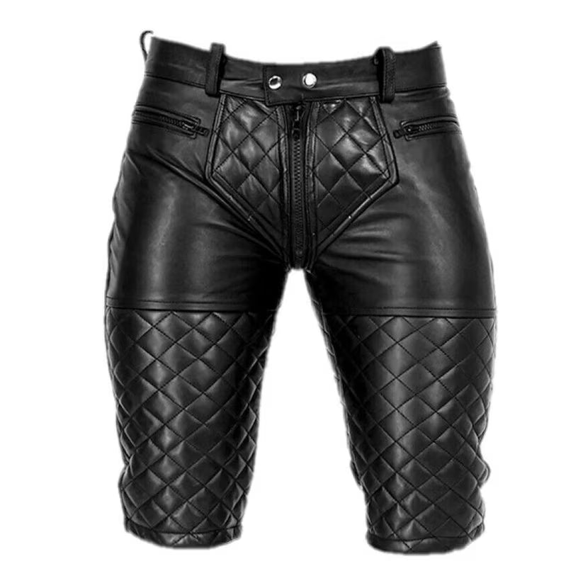 Men's Real Leather Shorts Pure Sheep Leather Zipper Pockets