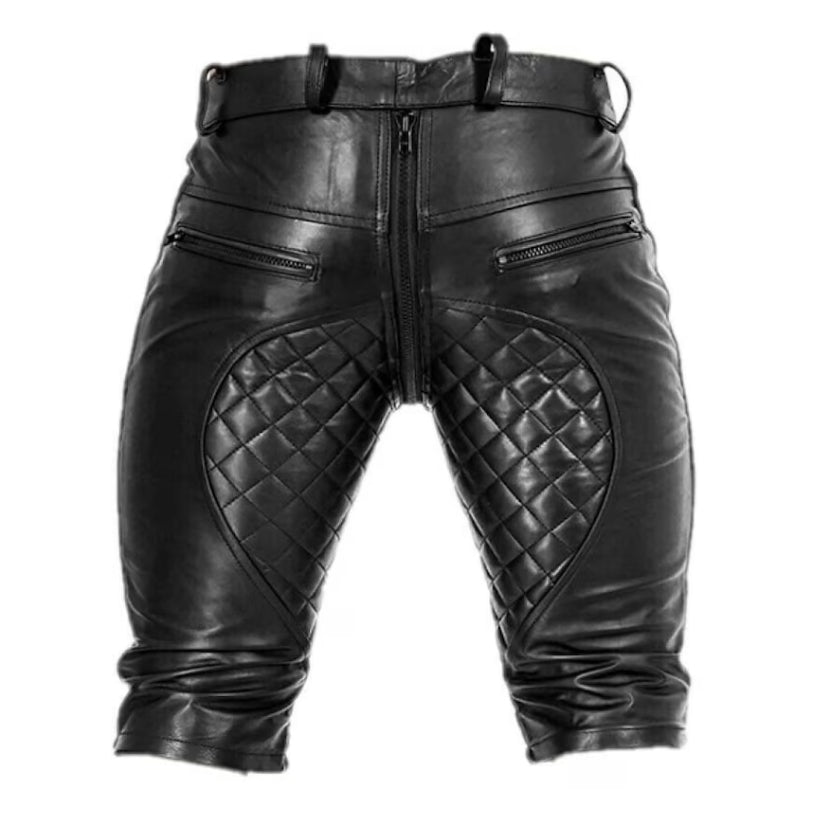 Men's Real Leather Shorts Pure Sheep Leather Zipper Pockets