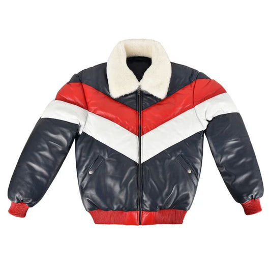 Men's V Bomber Soft Sheepskin Leather Jacket