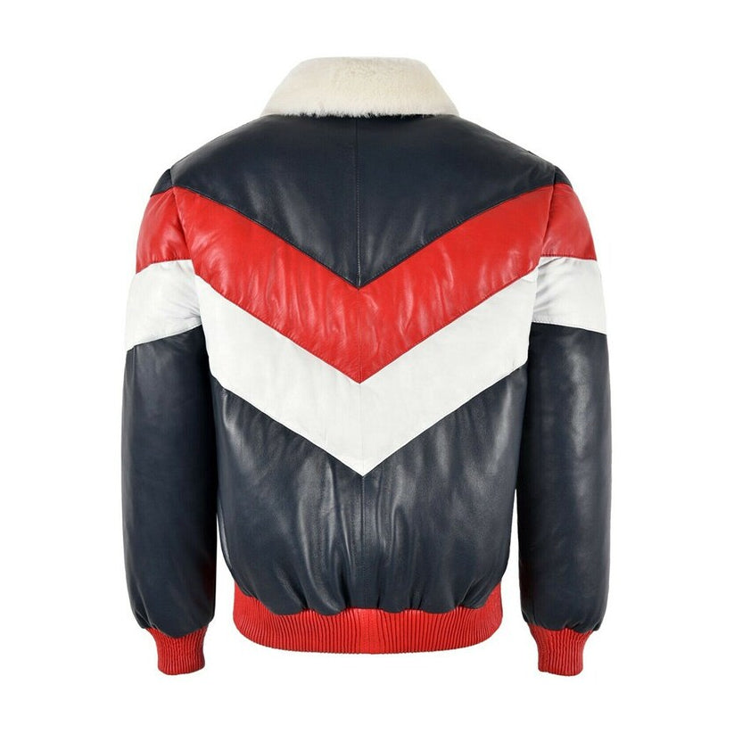 Men's V Bomber Soft Sheepskin Leather Jacket