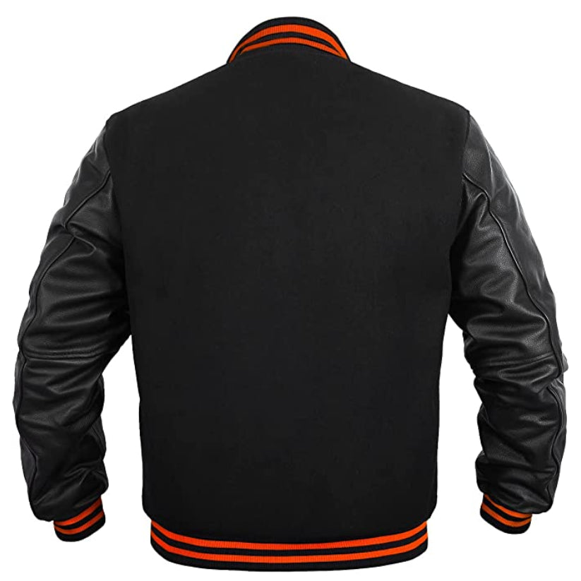 Men's Varsity Jacket Genuine Leather Sleeve