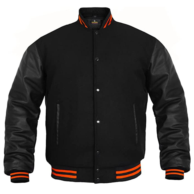 Men's Varsity Jacket Genuine Leather Sleeve