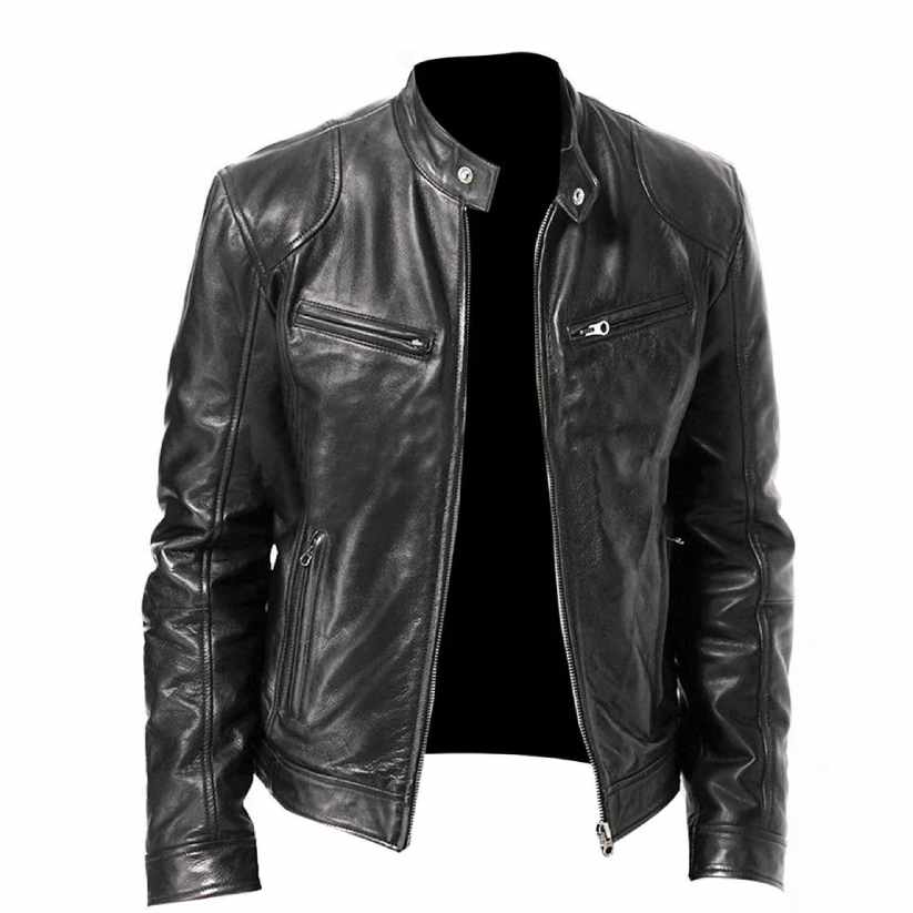 Men’s Vintage Cafe Racer Black Genuine Leather Slim Fit Biker Jacket
