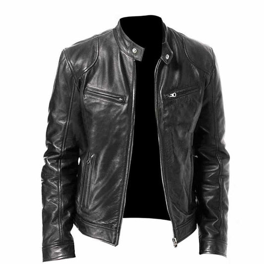 Men’s Vintage Cafe Racer Black Genuine Leather Slim Fit Biker Jacket