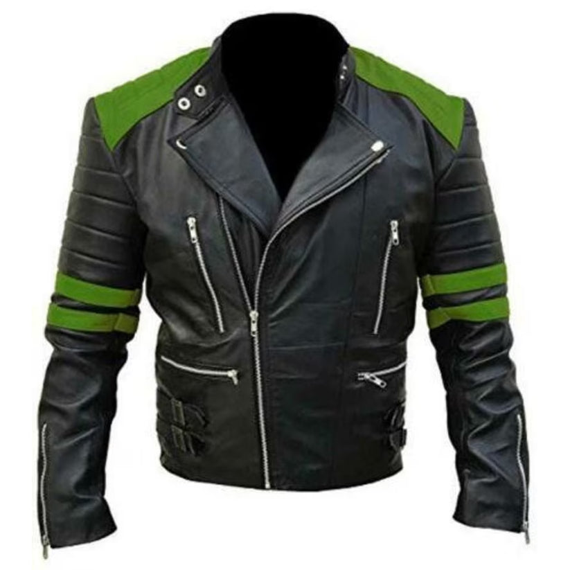 Men’s Vintage biker Green Leather Jacket