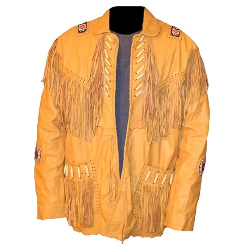 Men's Western Leather Jacket Fringeda