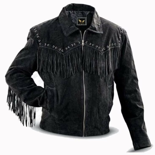 Men's Western cowboy Leather Jacket Fringes