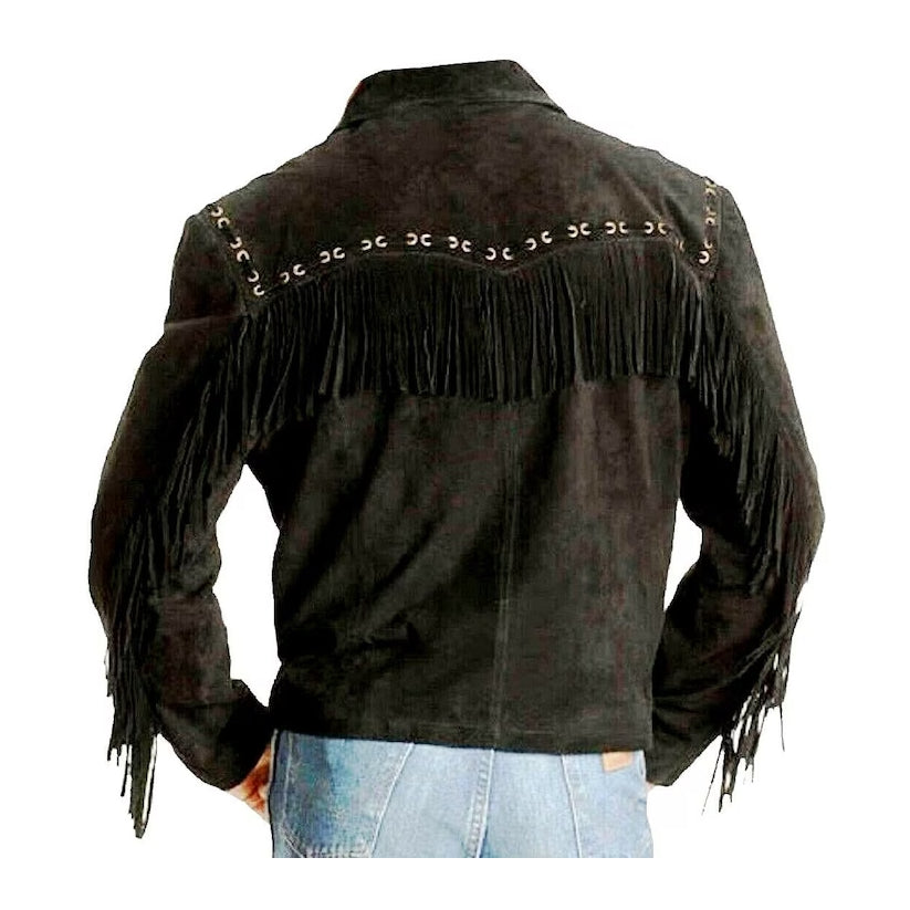 Men's Western cowboy Leather Jacket Fringes