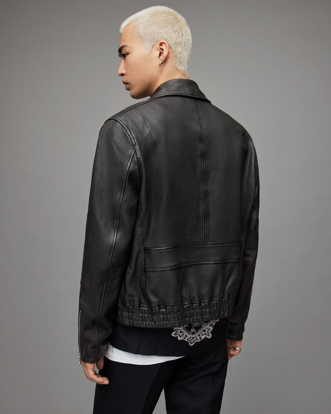 Men’s Black Raleigh Harrington Leather Bomber Jacket