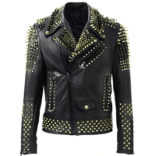 Men’s Black Studded Leather Biker Jacket