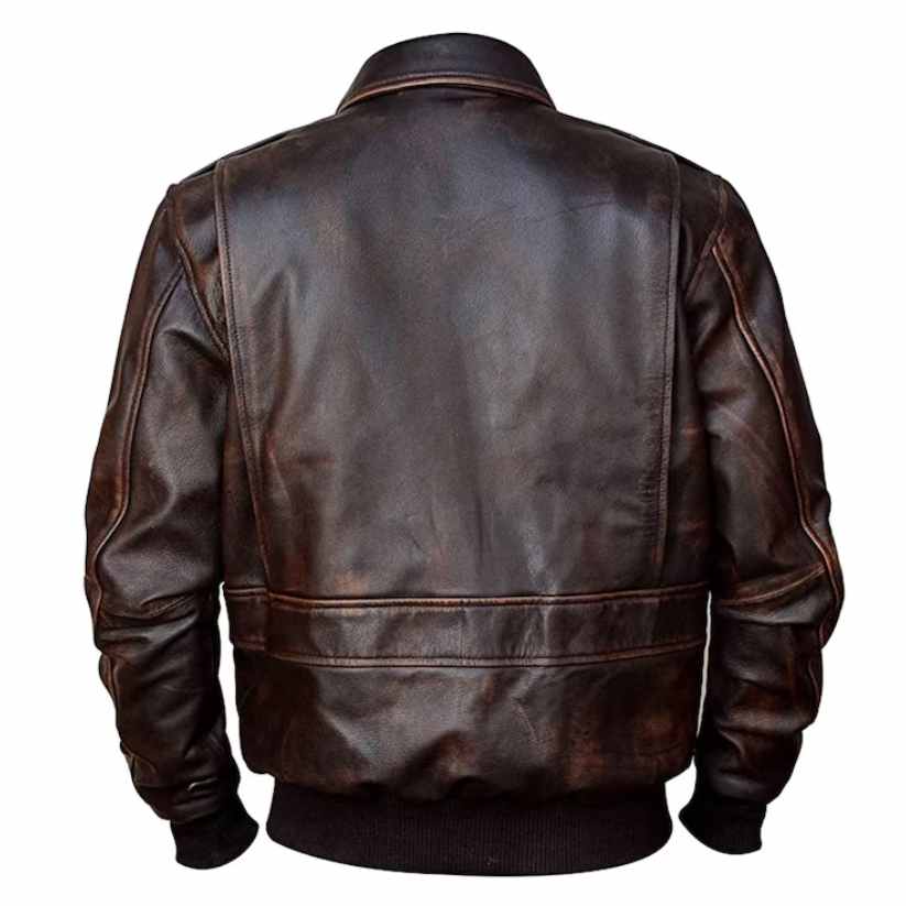 Mens A2 Airforce Distressed Brown Leather Jacket