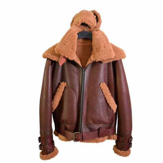 Mens B3 Bomber Leather Jacket With Fur